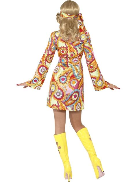 60s 70s Hippy Chick Ladies Psychedelic Hippie Fancy Dress Costume