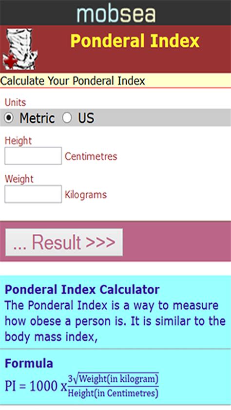 Ponderal Index Calculatorukappstore For Android