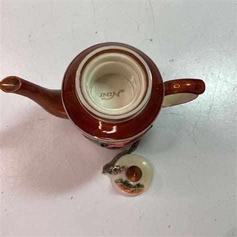 Vtg Nini Miniature Teapot Hand Painted Birds 3d Colorful Ceramic