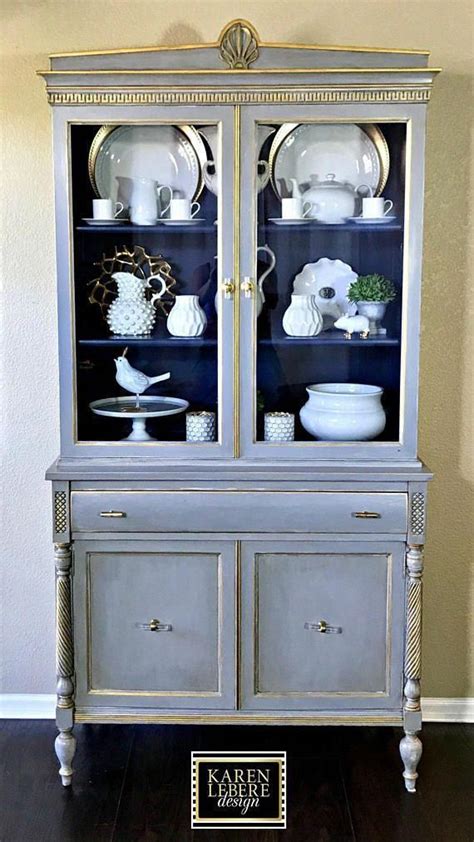 The top 4 white paint colours for kitchen cabinets. Vintage Hand Painted china cabinet French Country shabby # ...
