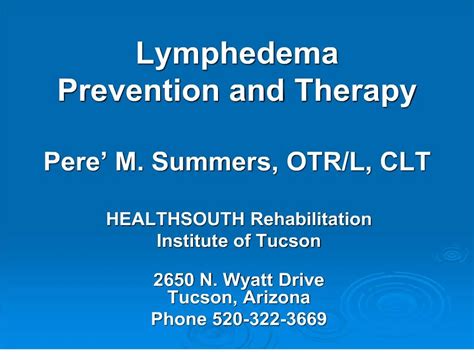 Ppt Lymphedema Prevention And Therapy Pere Powerpoint Presentation