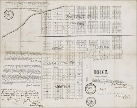 Manuscript Map Dodge City Kansas 1888 Barry Lawrence
