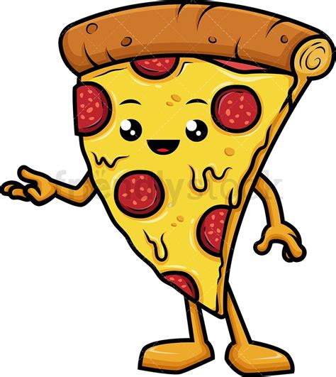 Pizza Character Presenting Cartoon Clipart Vector Friendlystock
