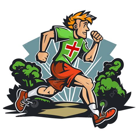 Cross Country Running Vector Sticker Clipart Sporty Running