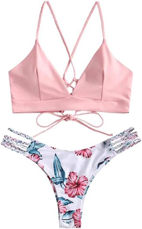 Bikini Femme 2 Pièces Maillot De Bain Deux Pièces Bikini Cut Floral