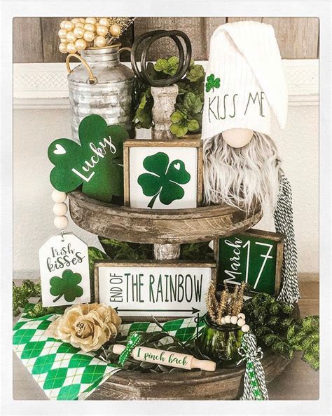 Green White St Patricks Day Tiered Tray Set Mix And Match Etsy