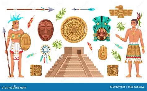 Maya Civilization Cartoon Concept Royalty Free Illustration