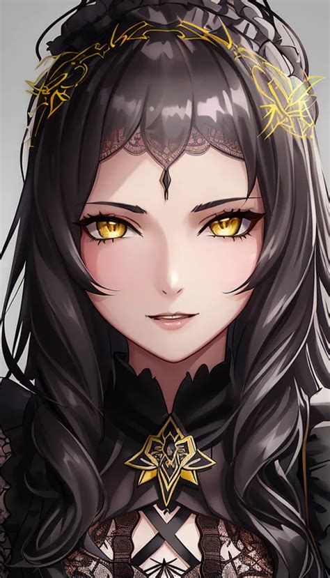 Anime Girl Black Hair Gold Eyes