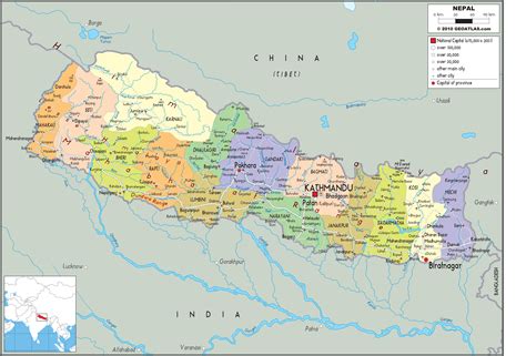 Nepal Political Educational Wall Map From Academia Maps Images And