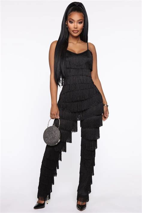 Fringe Binge Pant Set Black Matching Sets Fashion Girls Night Out
