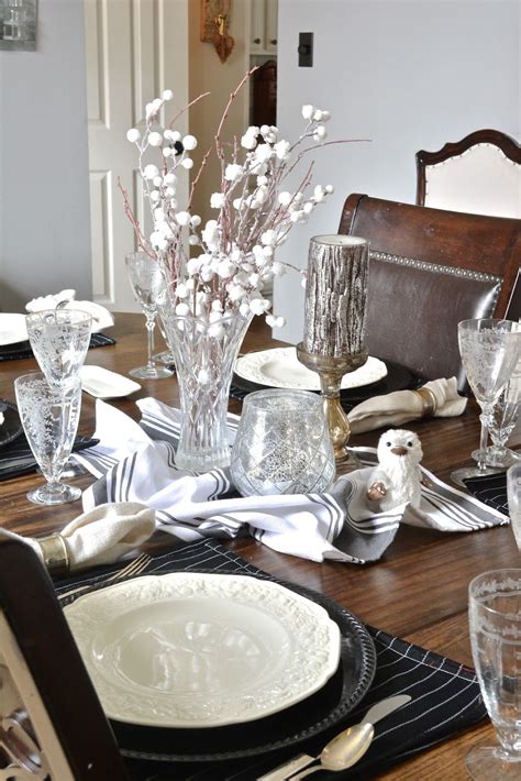 Winter Tablescape Black And White Decorating Blogs Table