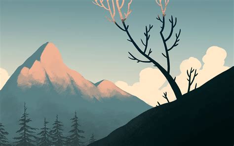 Download Wallpaper 3840x2400 Mountain Peak Spruce Trees Art 4k