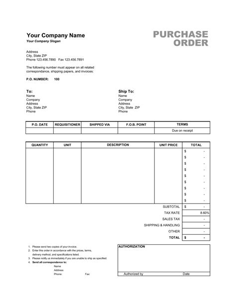 Purchase Order Excel Template By Business In A Box™