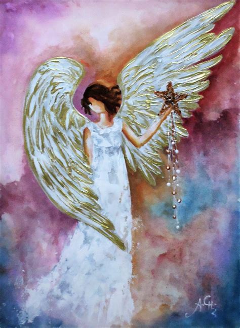 Angel Painting Original Abstract Angel Art Guardian Angel Art Etsy