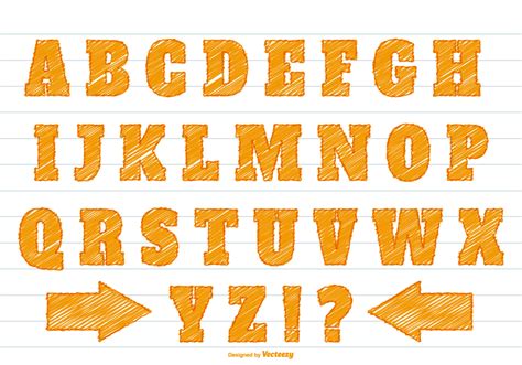 Orange Scribble Style Alphabet Set 108902 - Download Free Vectors, Clipart Graphics & Vector Art
