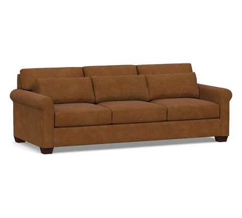 York Roll Arm Leather Deep Seat Grand Sofa 98 Polyester Wrapped