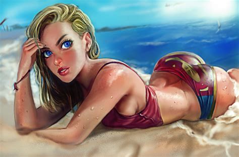 Supergirl Beach Day By Yeti000 On Deviantart