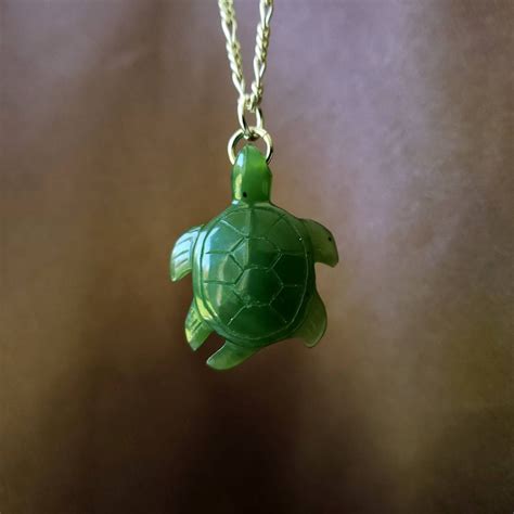 Large Genuine Jade Turtle Pendant Necklace Natural Jade Etsy