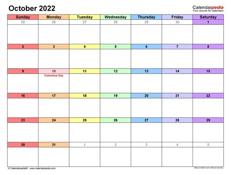 Print Ready Calendar Template October 2022 July 2022 Calendar
