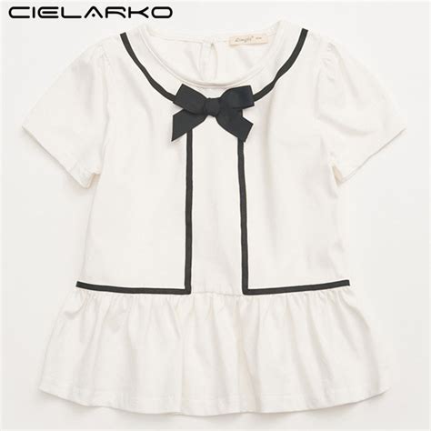 Cielarko Girls White T Shirt Short Sleeve Classic Summer Baby Tops 2018