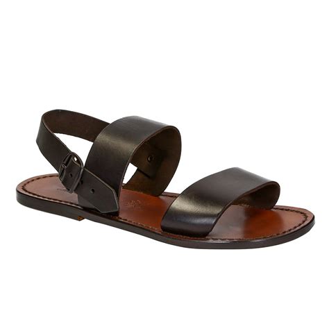 Handmade Mens Sandals In Dark Brown Leather Made In Italy The Leather