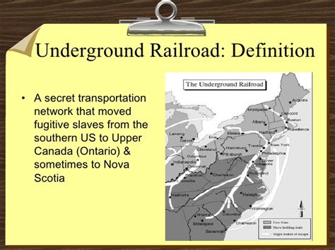 Underground routes to canada, map cropped to display southern ontario, canada.jpg 864 × 576; The Underground Railroad