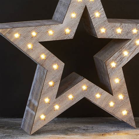 Natural Wooden Led Star Light Two Sizes By Primrose And Plum