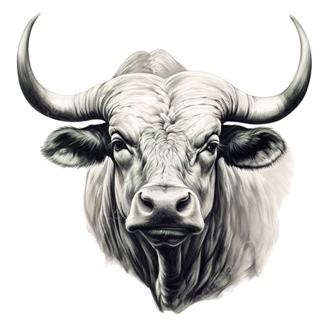 Monochrome Graphic Drawing Of A Buffalo Bull With Big Horns Buffalo