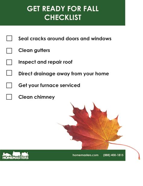 Get Ready For Fall Checklist Homemasters