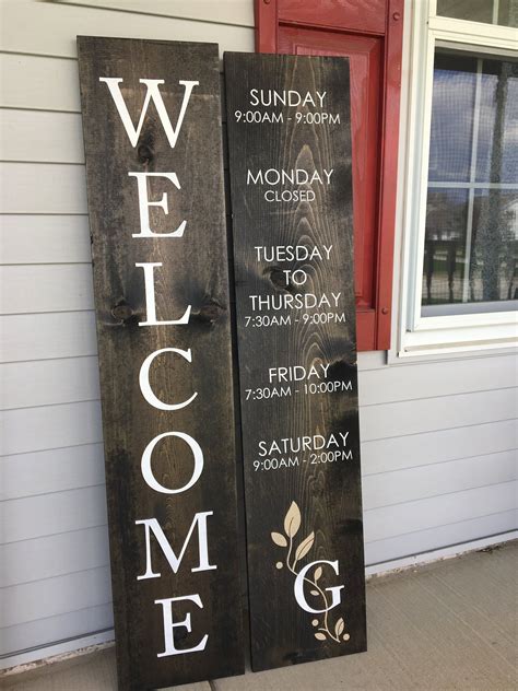Welcome Sign Business Hours Store Front Welcome Hours Sign Store