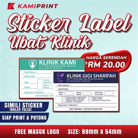 100 Pcs Sticker Label Ubat Klinik Shopee Malaysia