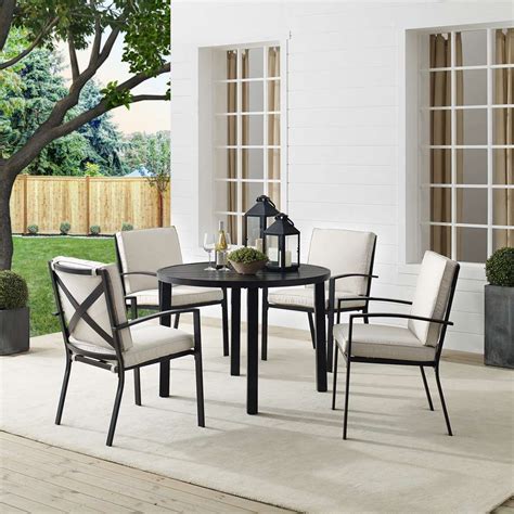 Crosley Furniture Kaplan 5pc Outdoor Metal Round Dining Set Oatmeal