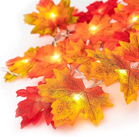 Ahorn Leaves Fairy Lights 20 Led Autumn Hamper Leaf Garland Lights 3aa