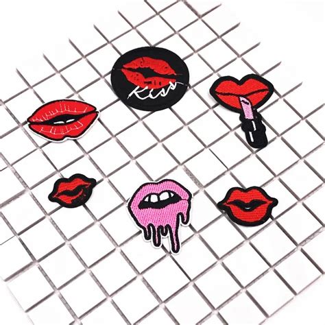 Buy 1pcs Sexy Lips Parches Embroidered Iron On Patches
