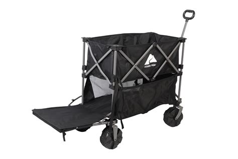 Ozark Trail Double Decker Folding Wagon With Extension Handle Black