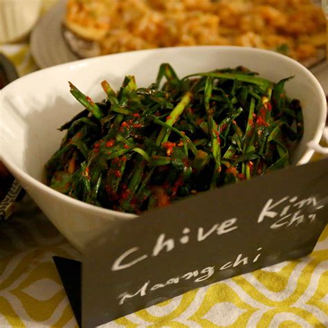 Asian chive kimchi Buchu kimchi 부추김치 recipe Maangchi com