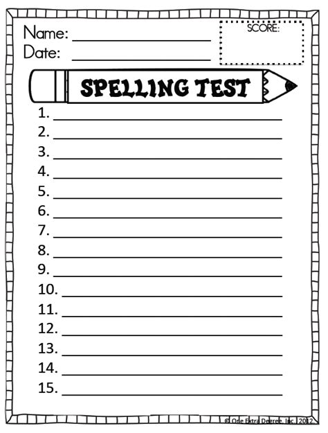 Spelling Words Template