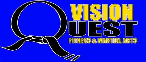 The Words Vision Quest Fitness And Martial Arts On A Blue Background