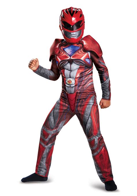Red Ranger Child Classic Muscle Costume From The Power Rangers Movie