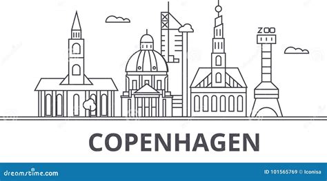 Copenhagen Architecture Line Skyline Illustration Linear Vector