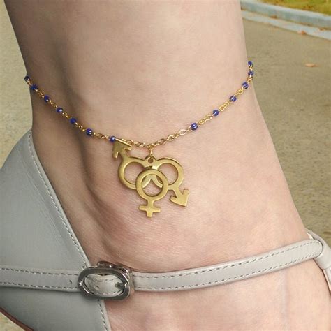 Threesome Mfm Anklet Stainless Steel In Gold Etsy