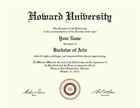 Fake Howard University Diploma Diploma Outlet