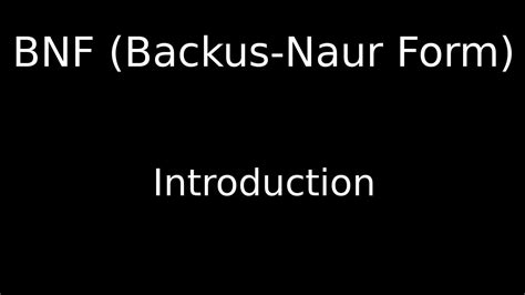 Introduction To Bnf Backus Naur Form A Level Youtube