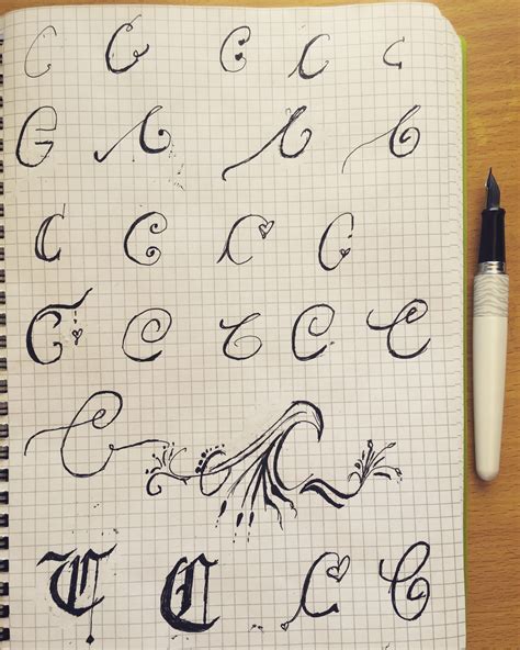 Calligraphy Handwriting Alphabet C Alphabet Hair Logo Bullet Journal
