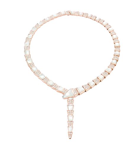 Bvlgari Rose Gold Diamond And Mother Of Pearl Serpenti Necklace
