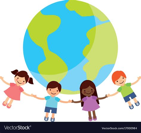 Children Holding Hands Around The World Royalty Free Vector