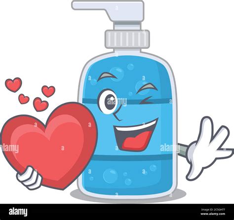 A Sweet Hand Wash Gel Cartoon Character Style Holding A Big Heart Stock Vector Image And Art Alamy