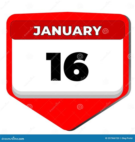16 January Vector Icon Calendar Day 16 Date Of January Sixteenth Day