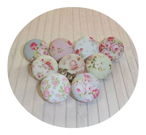 Shabby Chic Fabric Push Pins Thumb Tacks With Floral Tin By
