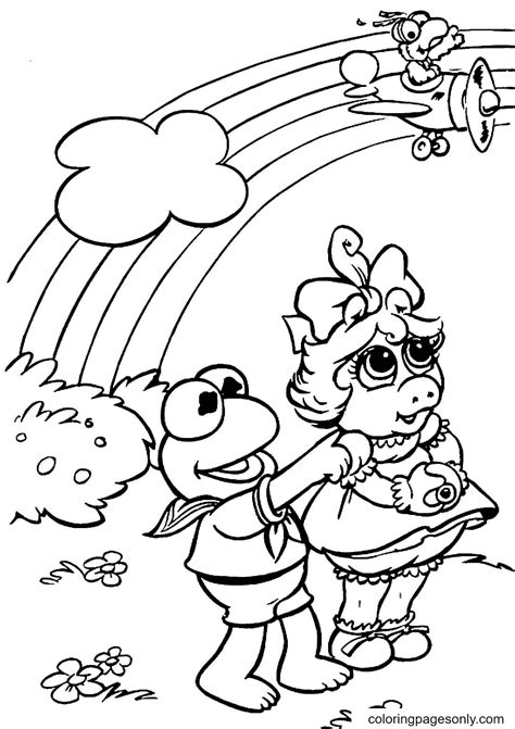 Kermit Miss Piggy And Gonzo Coloring Page Free Printable Coloring Pages